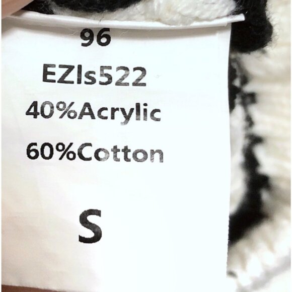 Lillusory Black White Striped V-neck Long Sleeve Sweater Top S - Picture 7 of 7